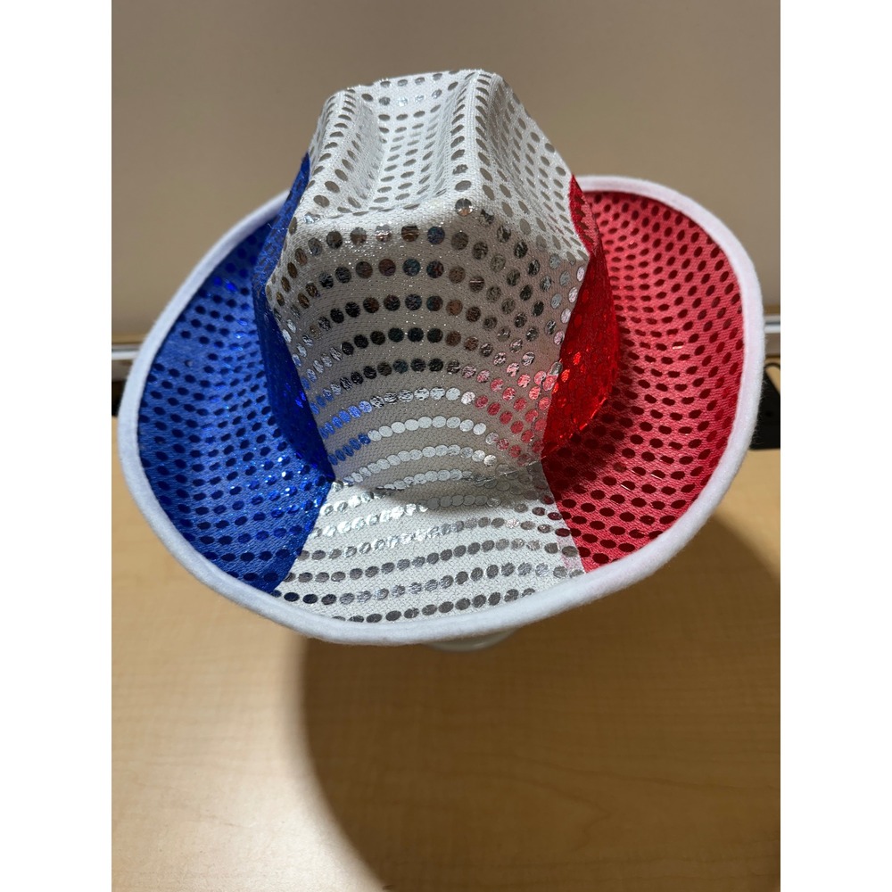 Red White Blue Sequin Cowboy Hat Patriotic Fourth of July Costume Accessory